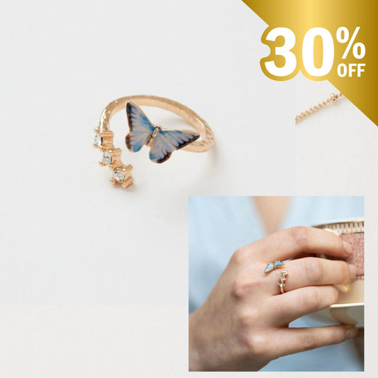 FABLE Enamel Blue Butterfly Ring