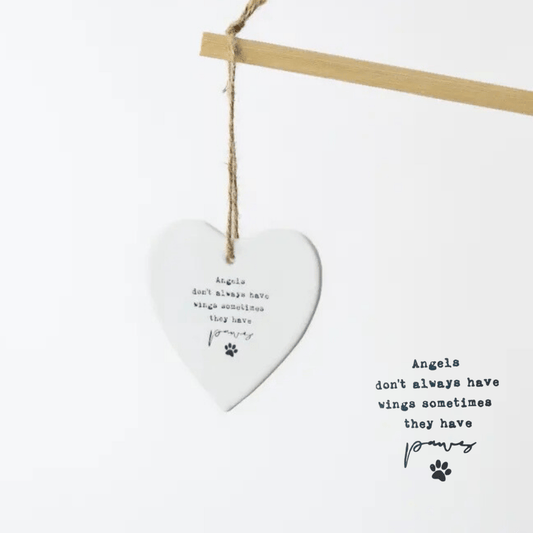 Angels Sometimes Have Paws Ceramic Heart - Peppy & Sage