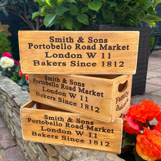 Antiqued "Portobello Road Market" Wooden Crate - Peppy & Sage
