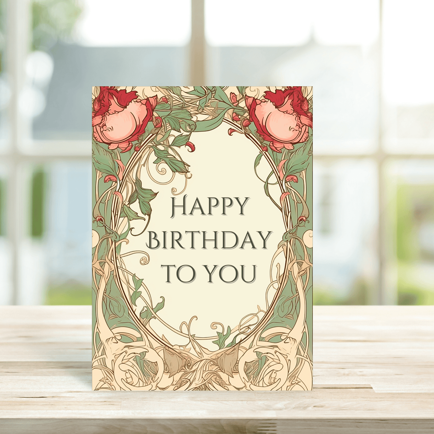 Art Nouveau Style Happy Birthday Card - Peppy & Sage