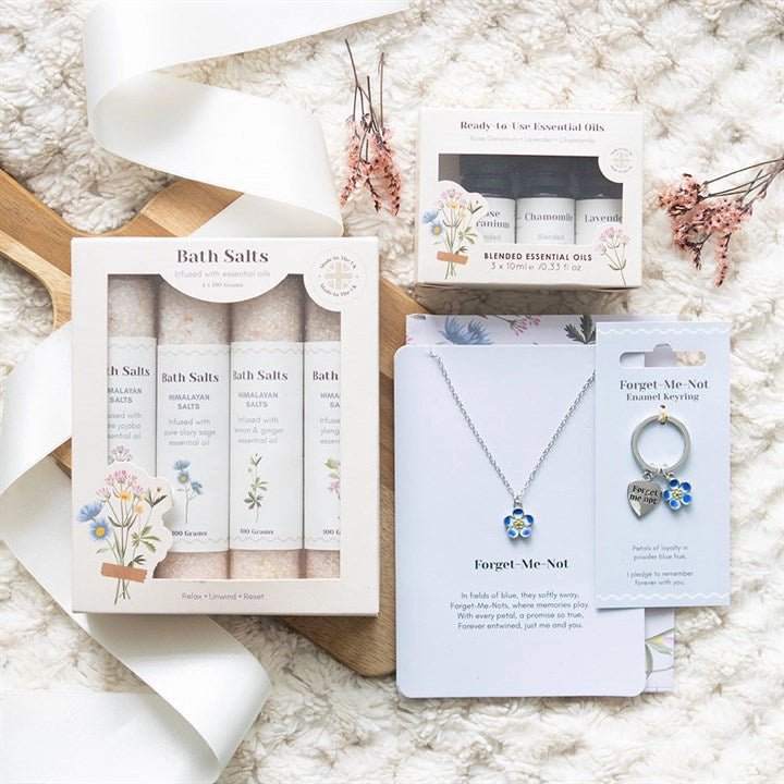 Blooming Lovely Forget - Me - Not Flower Necklace On Greeting Card - Peppy & Sage