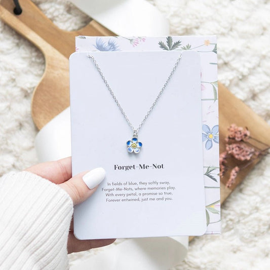 Blooming Lovely Forget - Me - Not Flower Necklace On Greeting Card - Peppy & Sage