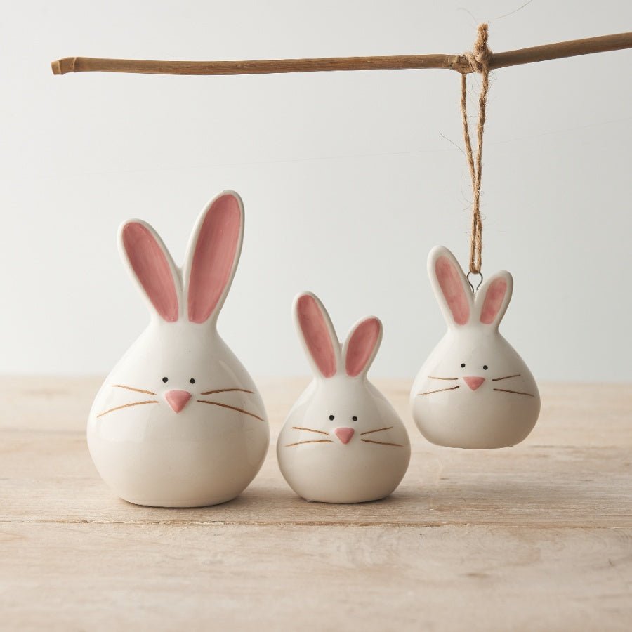 Bunny With Pink Ears Hanging Decoration 7cm - Peppy & Sage