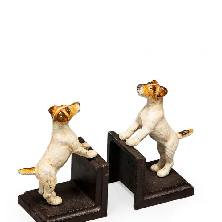 Cast Iron Antiqued Pair of Terrier Bookends - Peppy & Sage