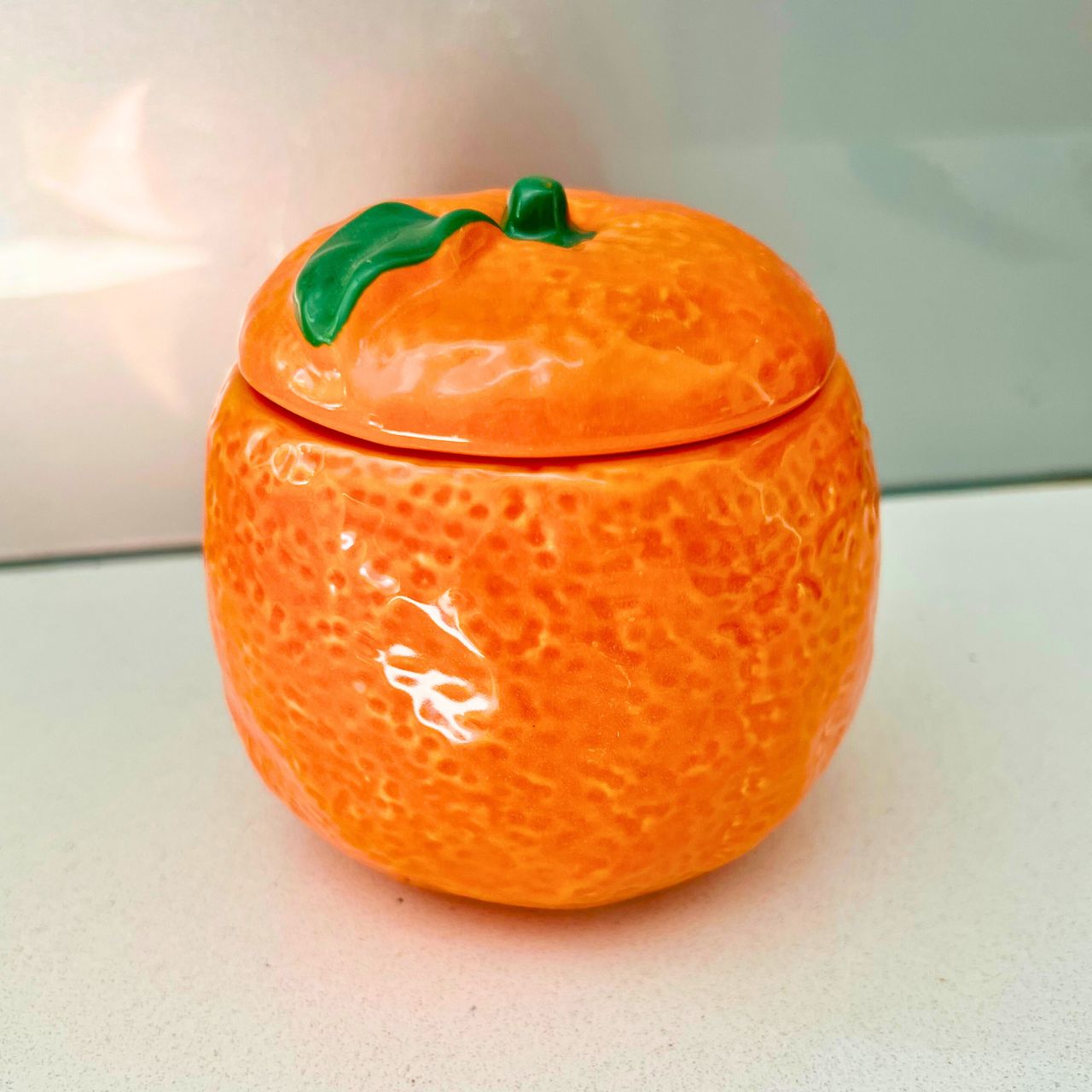 Ceramic Orange Jar With Lid - Peppy & Sage