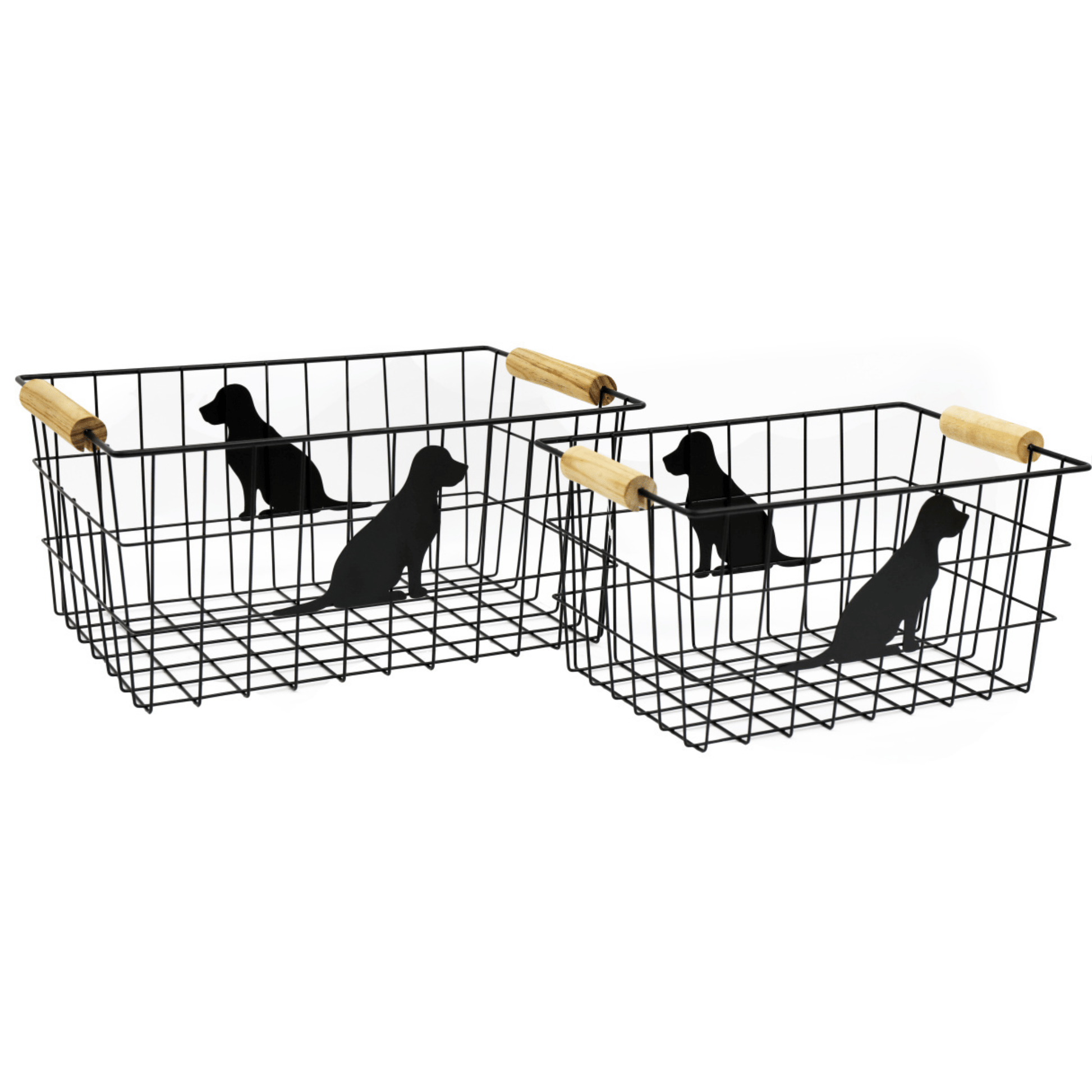 Dog Storage Basket with Wooden Handles - Choose Size - Peppy & Sage