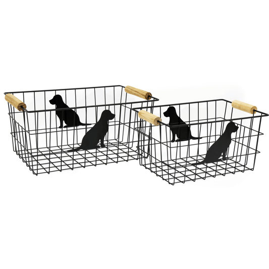 Dog Storage Basket with Wooden Handles - Choose Size - Peppy & Sage