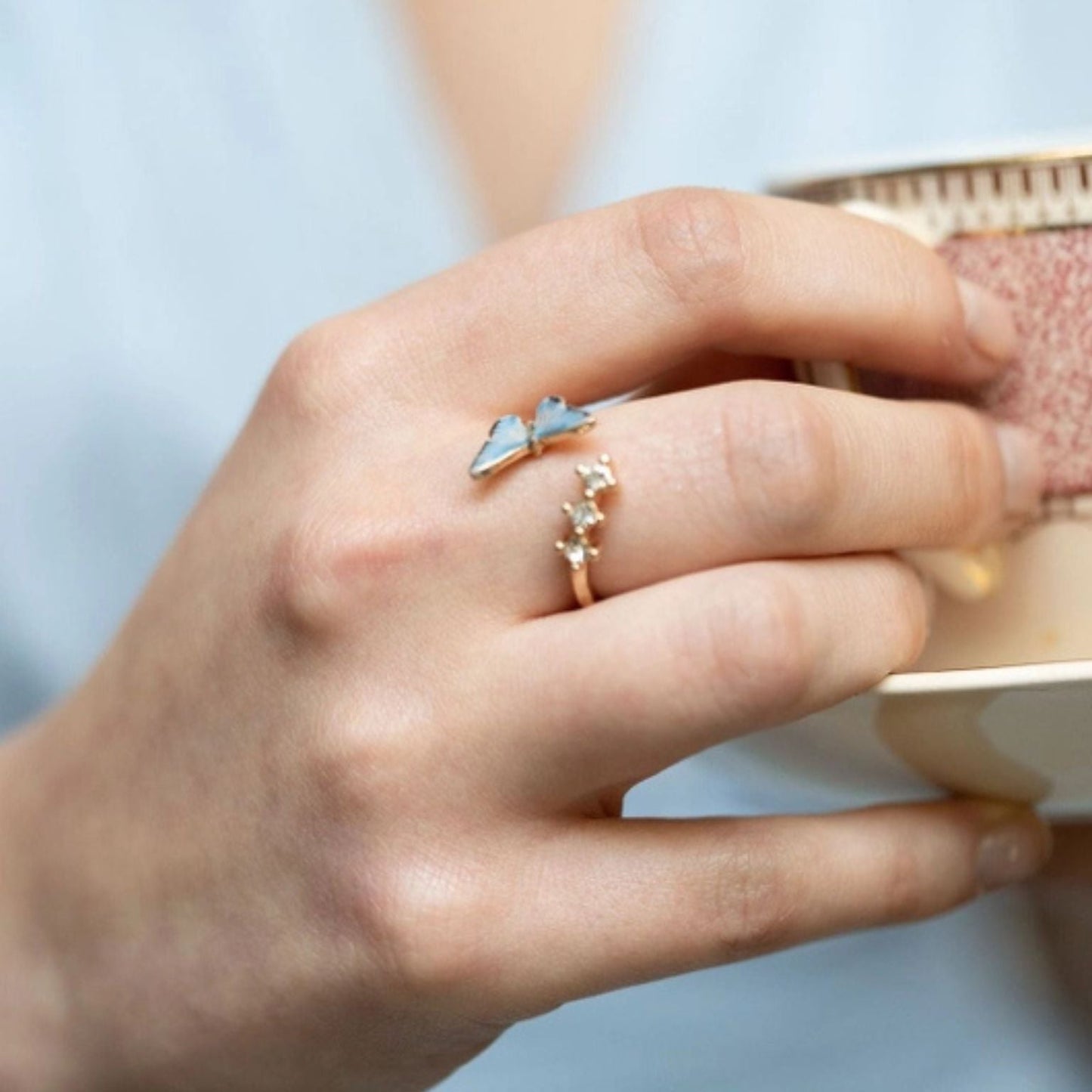 FABLE Enamel Blue Butterfly Ring - Peppy & Sage