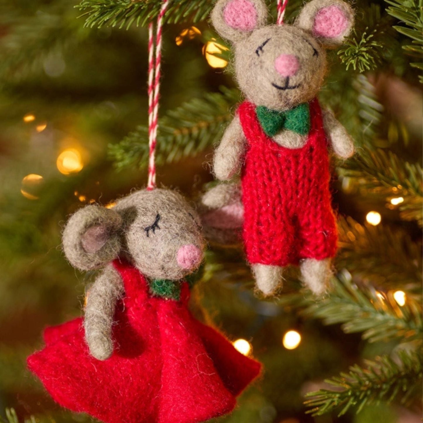 Felt Christmas Mice Decorations - Choose Design - Peppy & Sage