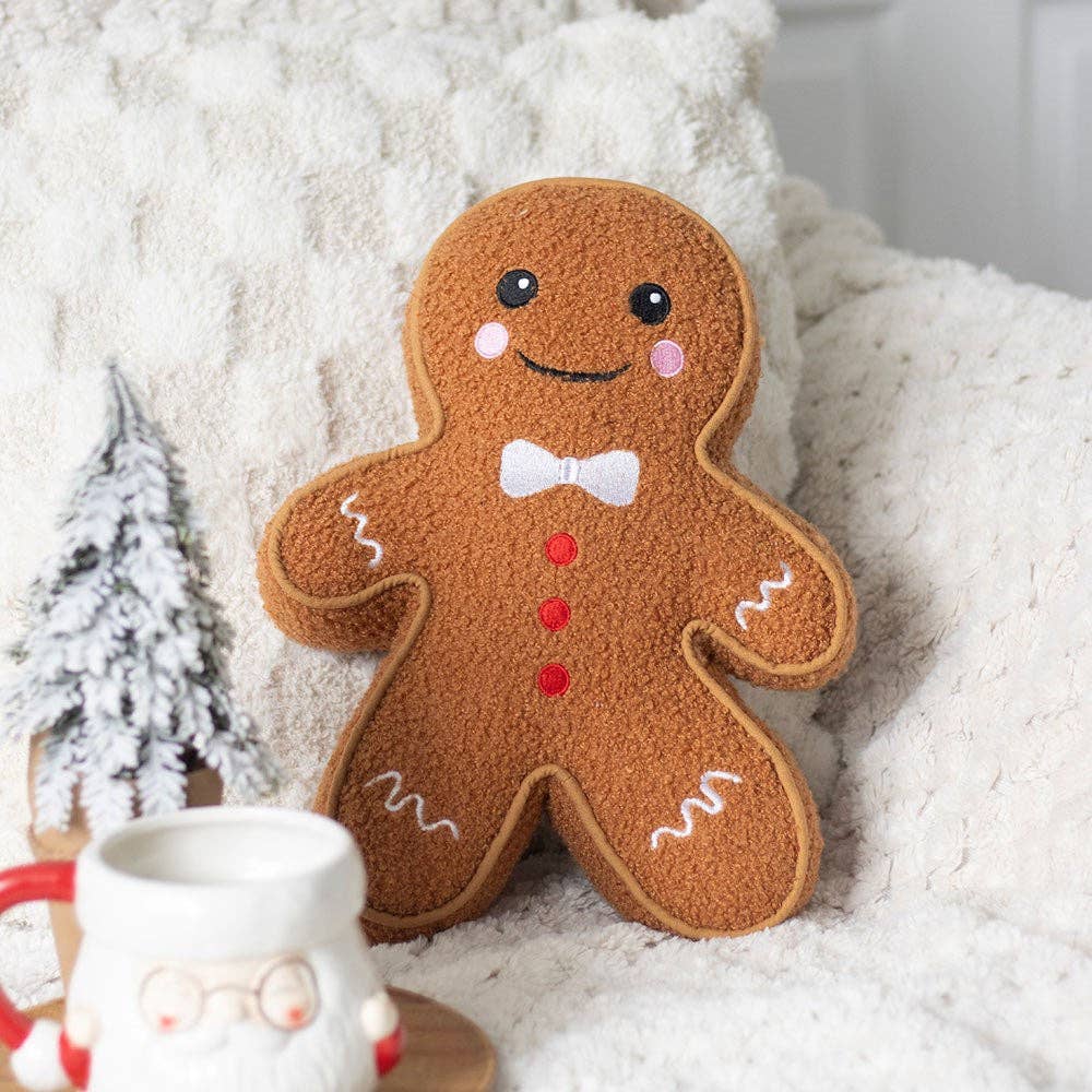 Gingerbread Man Boucle Christmas Cushion - Peppy & Sage