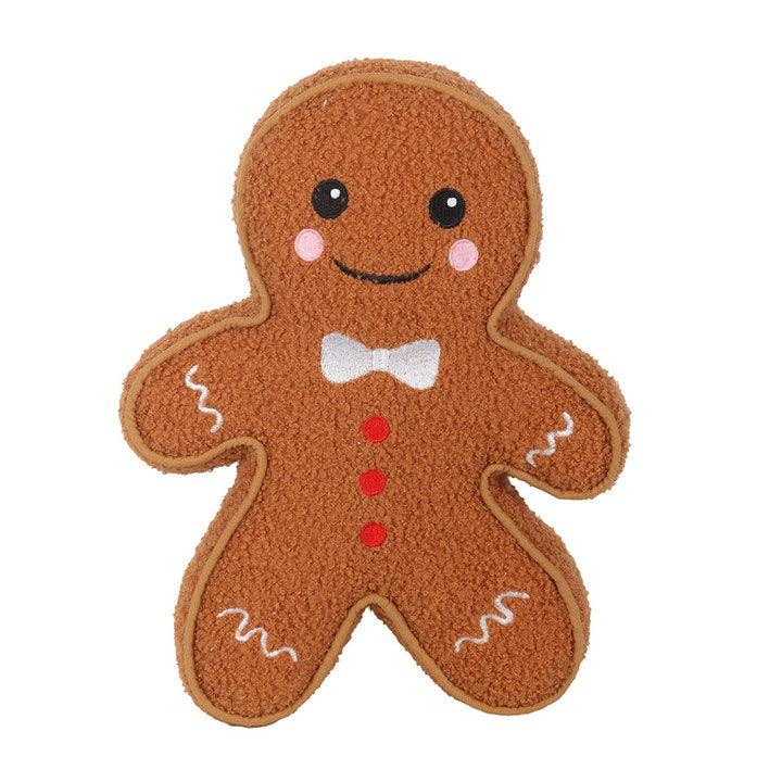 Gingerbread Man Boucle Christmas Cushion - Peppy & Sage