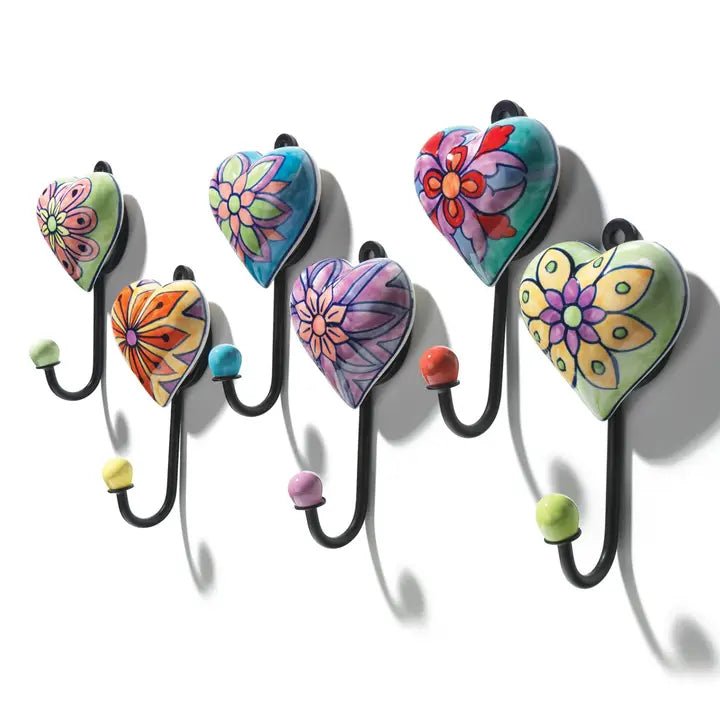 Hand Painted Heart Ceramic Hook - Choose Colour - Peppy & Sage