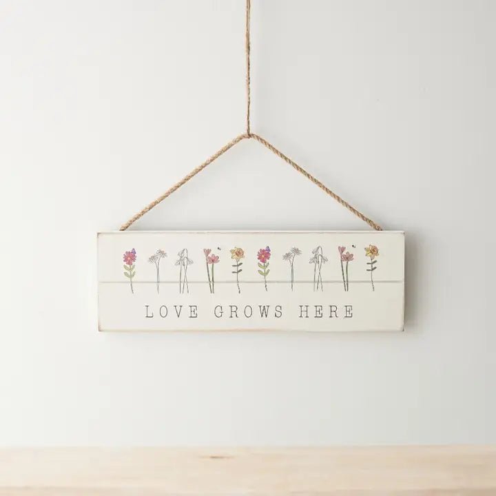 Love Grows Here Wooden Sign 24cm - Peppy & Sage