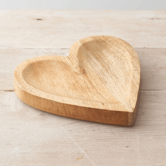 Natural Wooden Heart Dish - Peppy & Sage