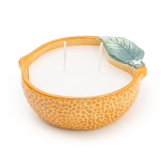 Orange Ceramic Wax Filled Pot Mediterranean Musk Scent - Peppy & Sage