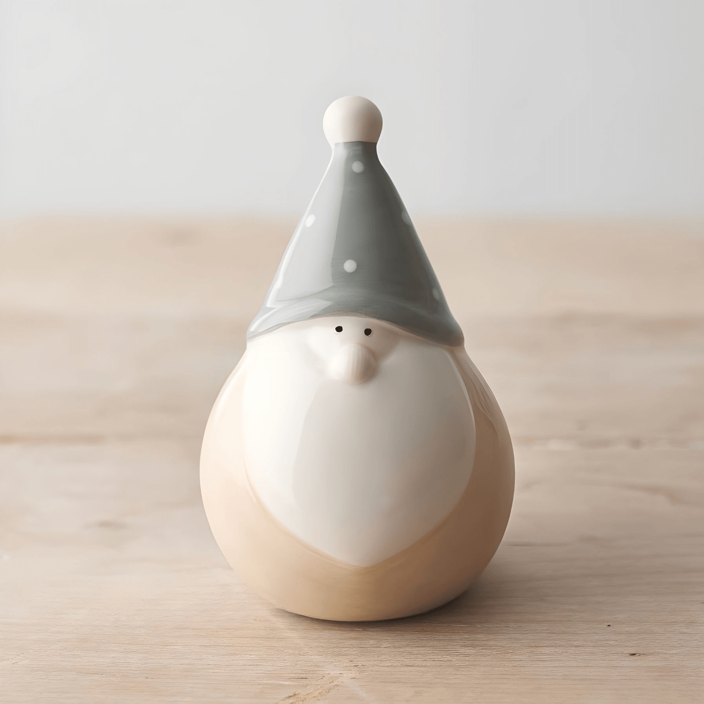 Plump Beige Little Ceramic Santa Gonk 14cm - Peppy & Sage