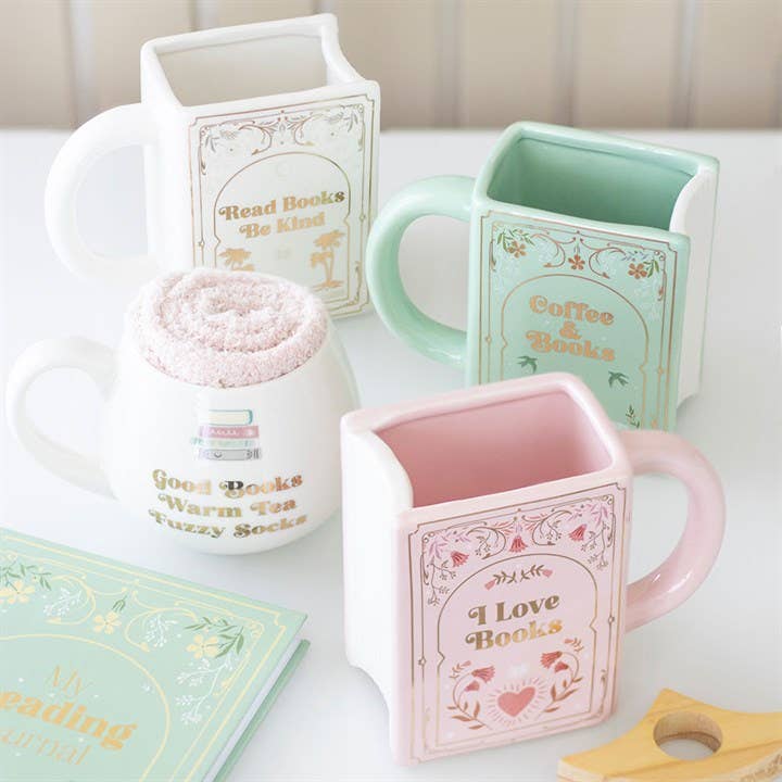 Read Books, Be Kind White Book Shaped Mug - Peppy & Sage