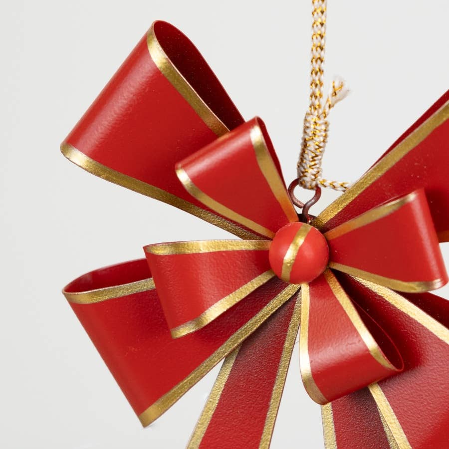 Red & Gold Bow Hanger, 14.5cm - Peppy & Sage