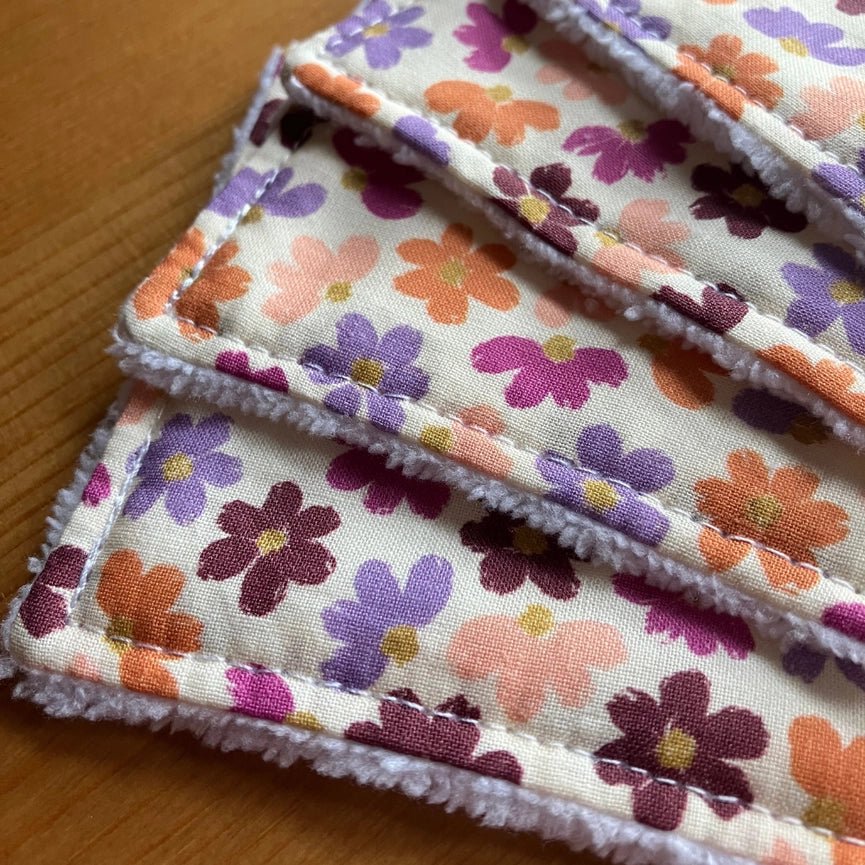 Reusable Face Wipes - Bright Floral Pattern - Handmade 4 Per Pack - Peppy & Sage