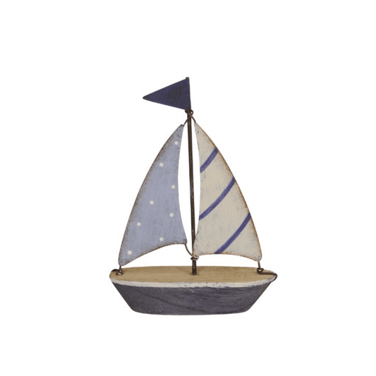 Sail Boat Ornament with Metal Sails 13cm - Peppy & Sage
