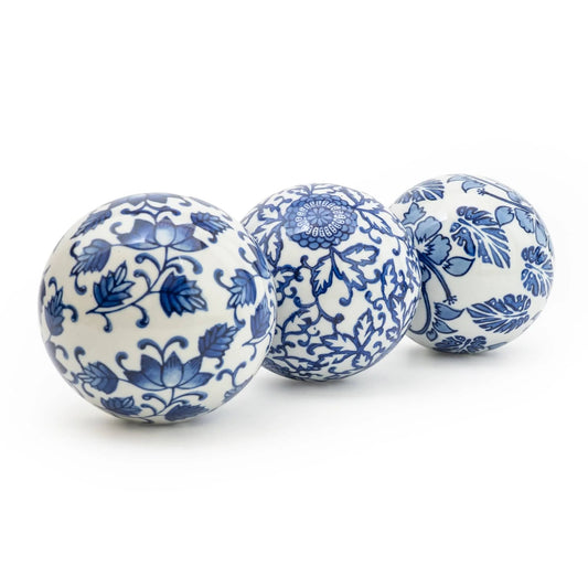 Sumatra Blue & White Large Decorative Ball - Choose Design - Peppy & Sage