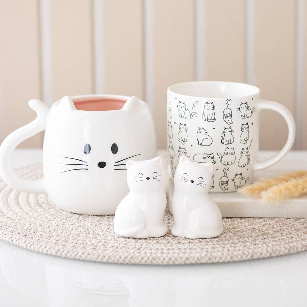 White Cat Shaped Mug - Peppy & Sage