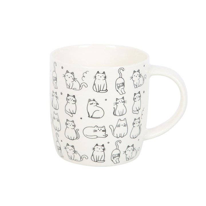 White Happy Cat Print Mug - Peppy & Sage