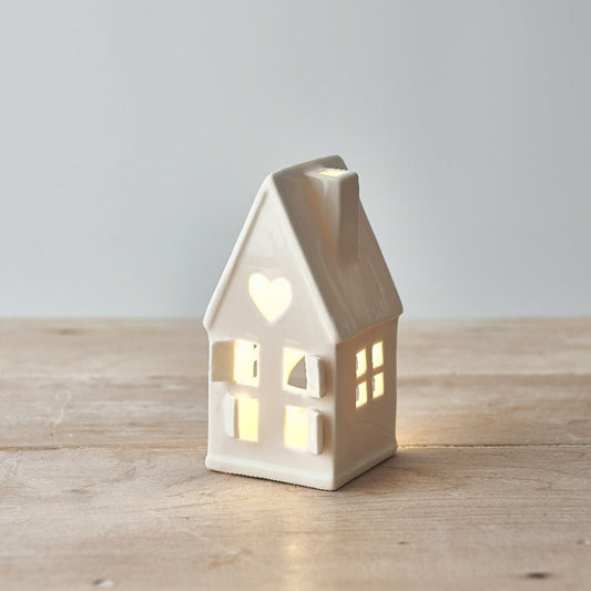 Dainty White Ceramic House T Light Holder - Peppy & Sage