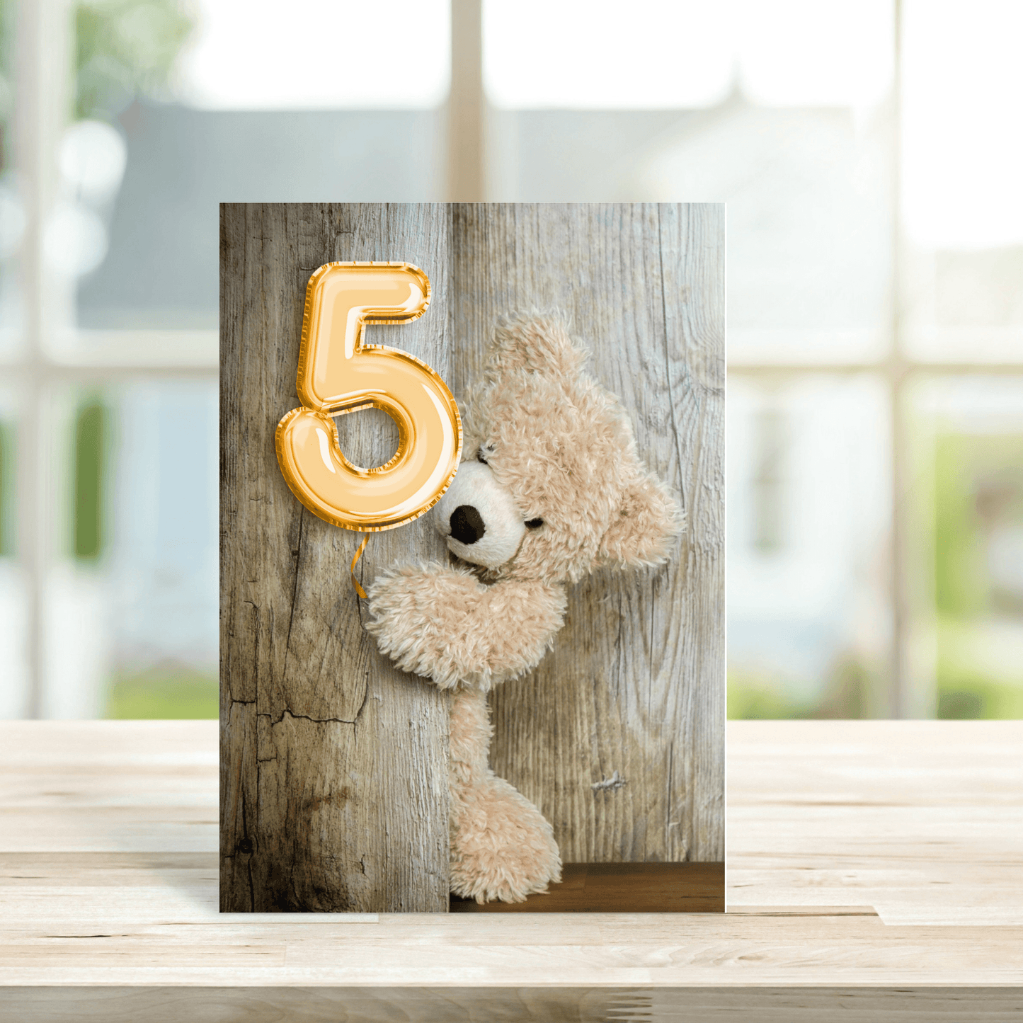 Peeking Teddy Age Card - Peppy & Sage