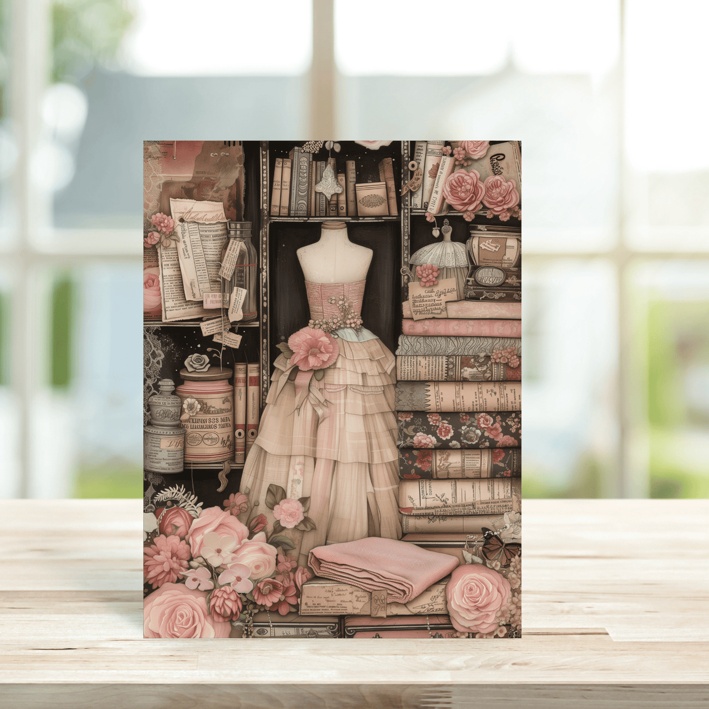 Vintage Seamstress Greetings Card - Peppy & Sage