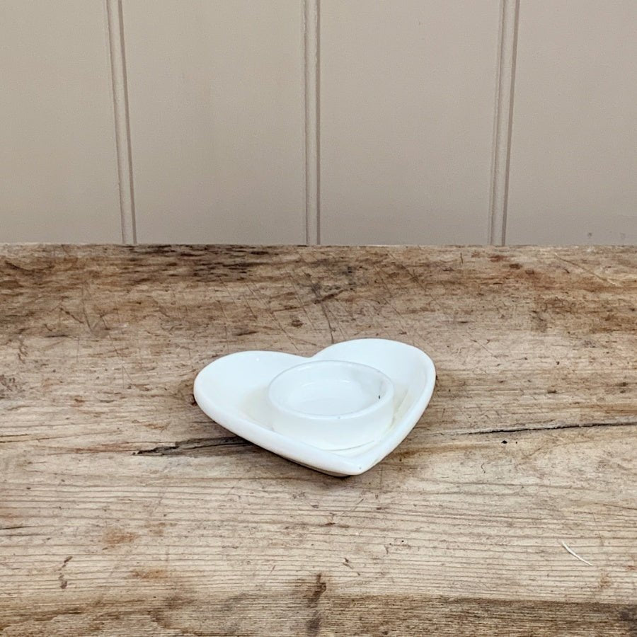 White Heart T- Light Candle Holder - Peppy & Sage