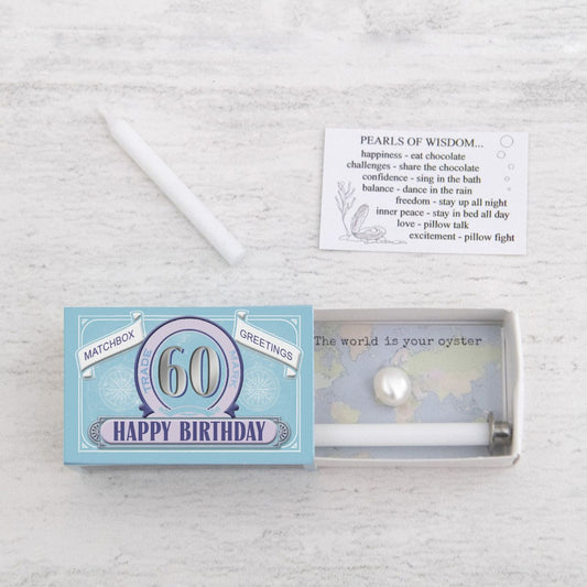 ’60 Happy Birthday’ matchbox - Peppy & Sage