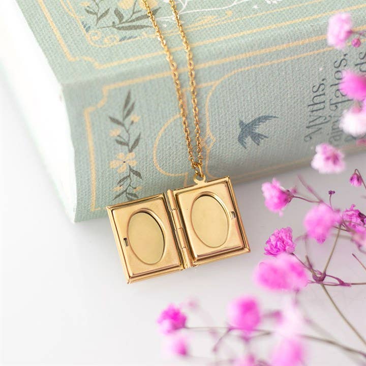 Book Shaped Locket Necklace in Gift Box - Peppy & Sage