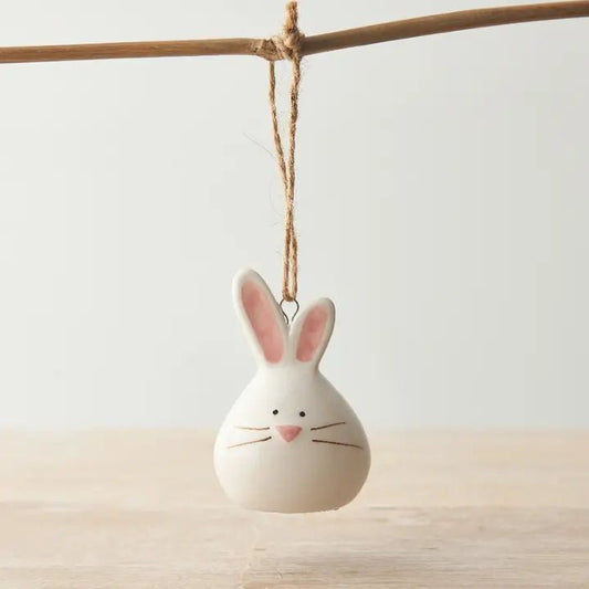 Bunny With Pink Ears Hanging Decoration 7cm - Peppy & Sage