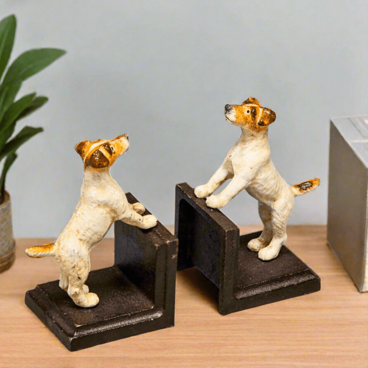 Cast Iron Antiqued Pair of Terrier Bookends - Peppy & Sage