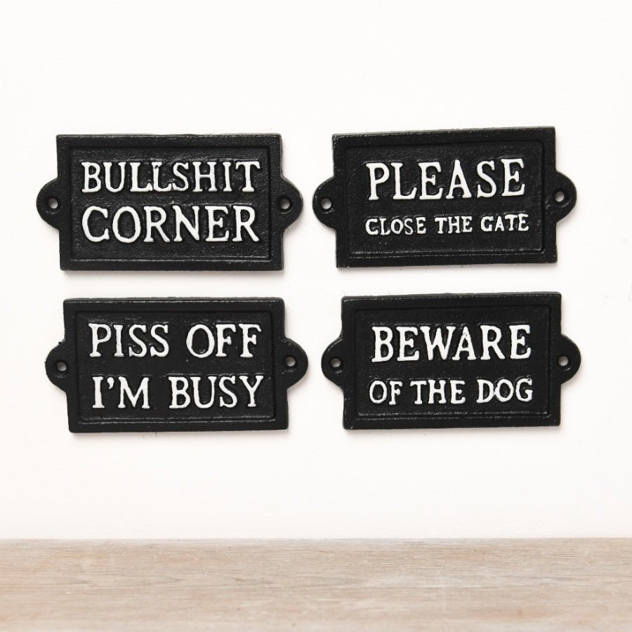 Cast Iron Bullshit Corner Sign - Peppy & Sage