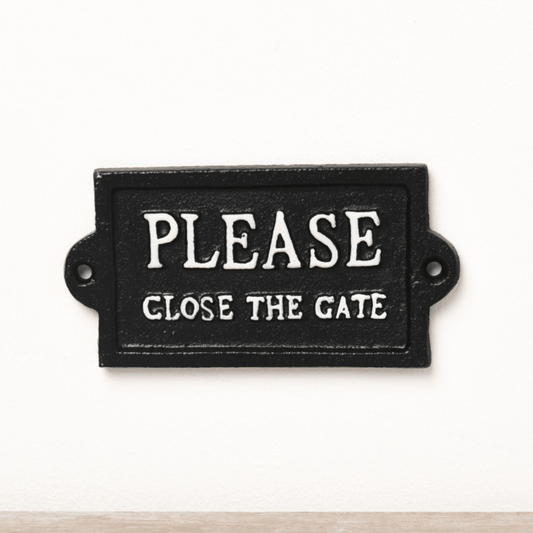 Cast Iron Please Close The Gate Sign - Peppy & Sage