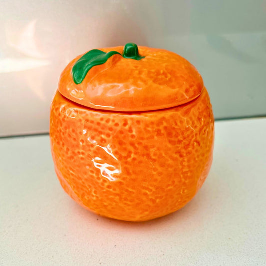 Ceramic Orange Jar With Lid - Peppy & Sage