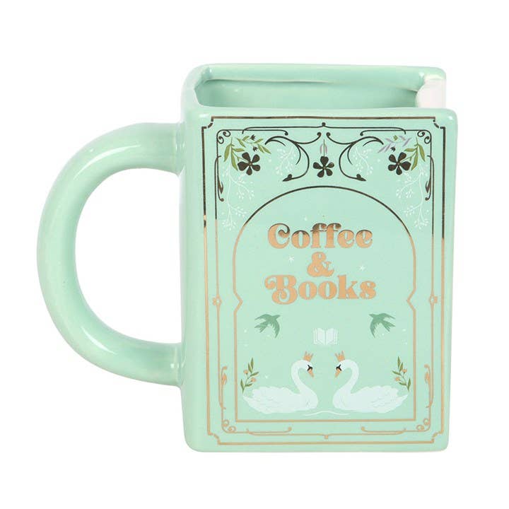 Coffee and Books Green Book Shaped Mug - Peppy & Sage