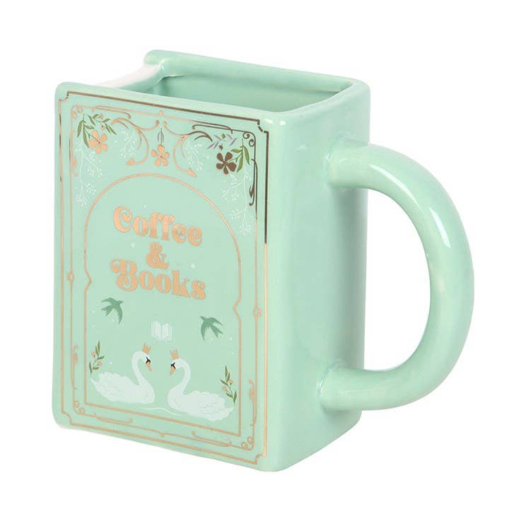 Coffee and Books Green Book Shaped Mug - Peppy & Sage