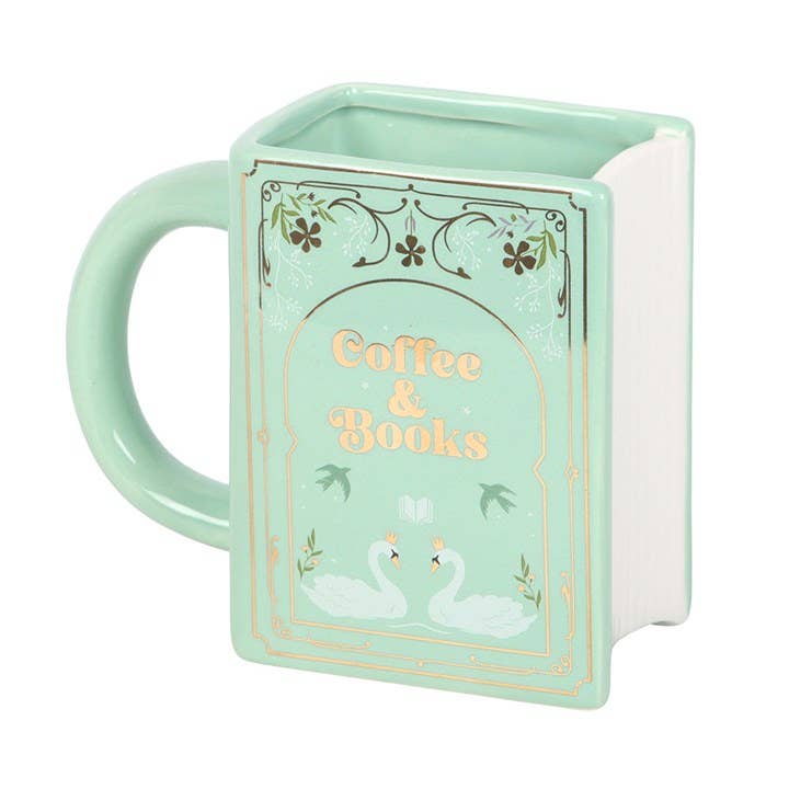 Coffee and Books Green Book Shaped Mug - Peppy & Sage
