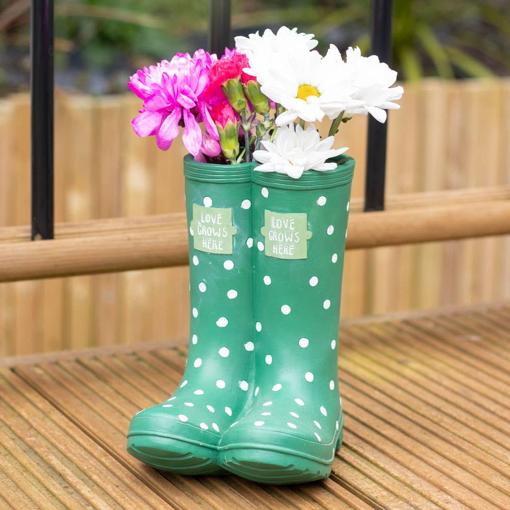 Dark Green Welly Boot Planter - Peppy & Sage