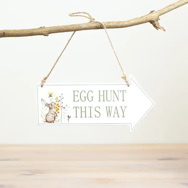 Egg Hunt This Way Wooden Sign - Peppy & Sage