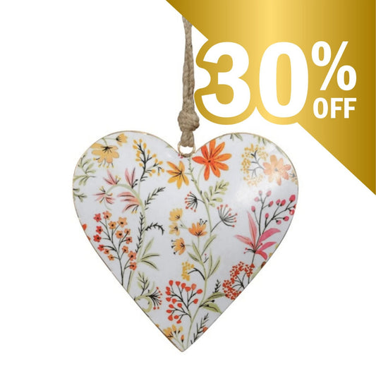 Extra Large Floral Metal Heart 15cm - Peppy & Sage