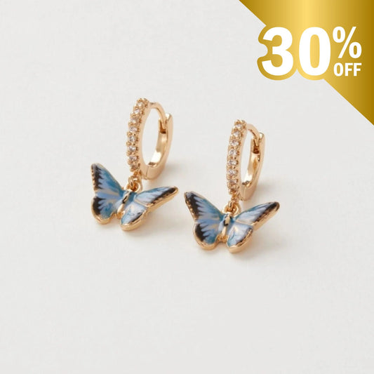 FABLE Enamel Blue Butterfly Huggie Earrings - Peppy & Sage
