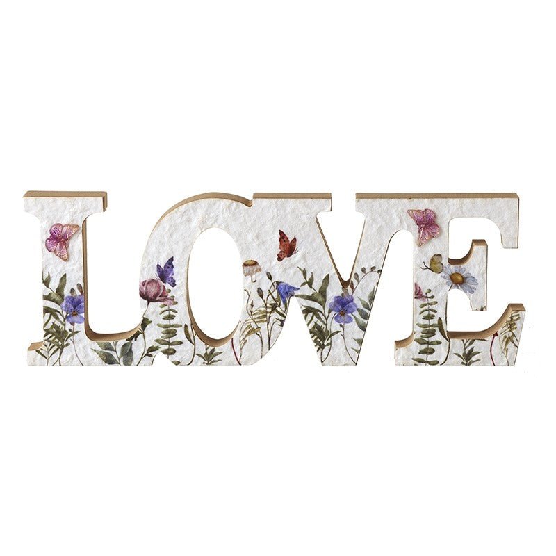 Flower Love Wooden Sign 28.5cm - Peppy & Sage