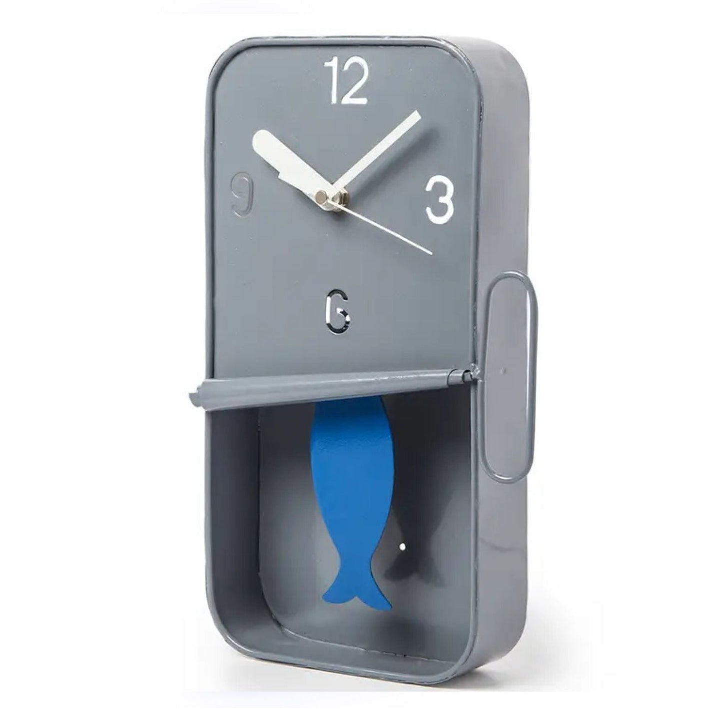 Grey Metal Sardine Tin Pendulum Wall Clock - Peppy & Sage