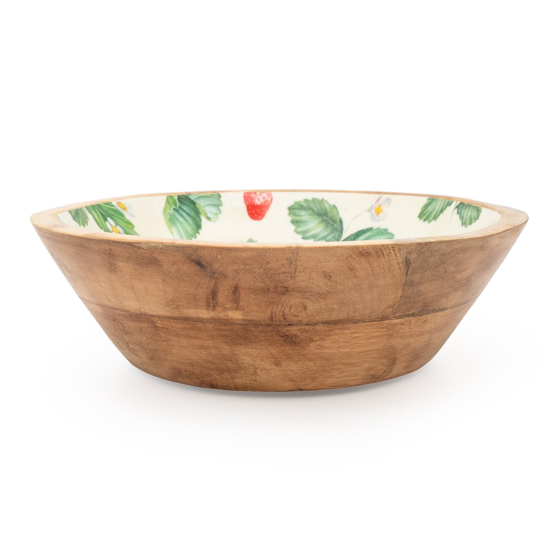 Handcrafted Large Mango Wood Bowl - Strawberries - Peppy & Sage