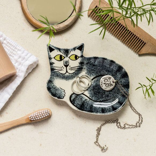 Handmade Ceramic Black and White Cat Trinket Dish - Hannah Turner's Pottery - Peppy & Sage