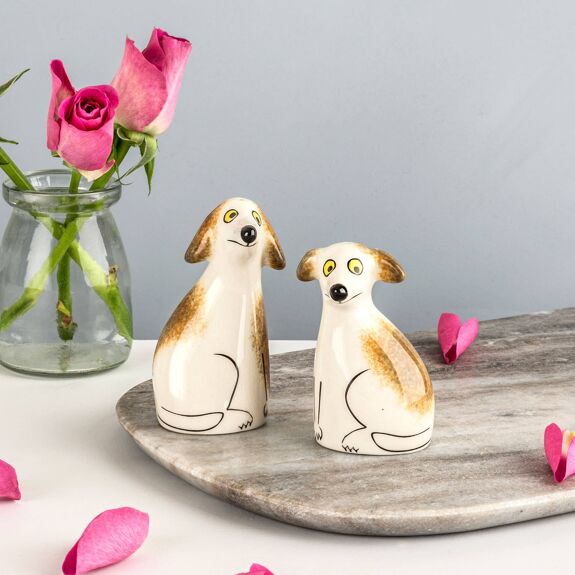 Handmade Ceramic Scruffy Dog Salt and Pepper Shakers - Hannah Turner's Pottery - Peppy & Sage